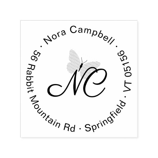 スクリプエレガントトモノグラムラウンド差出人住所 セルフインキングスタンプ (デザイン)