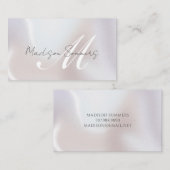 スクリプエレガントトモノグラム虹彩色パールきらめく コーリングカード (正面/裏面)