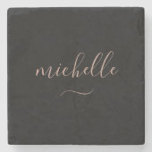 スクリプエレガントトモノグラム黒金ゴールドスワップ ストーンコースター (正面)