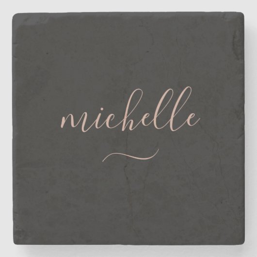 スクリプエレガントトモノグラム黒金ゴールドスワップ ストーンコースター (正面)