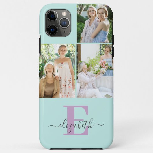 スクリプエレガントトモノグラム3フォトミントと薄紫 Case-Mate iPhoneケース (裏面)