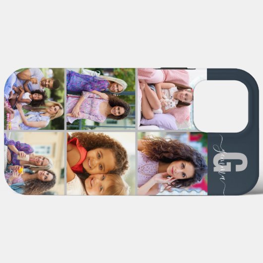 スクリプエレガントトモノグラム6フォト石板ブルーグレー Case-Mate iPhoneケース (裏面 (横))