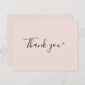 スクリプエレガントトライトピンクのビジネスサンキューカード サンキューカード (正面/裏面)