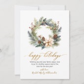 スクリプエレガントトリースグリーンリーハッピーホリデーズカード シーズンカード (正面)