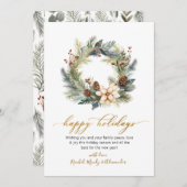 スクリプエレガントトリースグリーンリーハッピーホリデーズカード シーズンカード (正面/裏面)