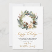 スクリプエレガントトリースグリーンリーハッピーホリデーズカード シーズンカード (正面)