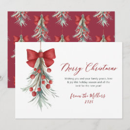 スクリプエレガントトレッドベリー緑のクリスマス シーズンカード