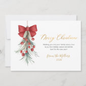 スクリプエレガントトレッドベリー緑のクリスマス シーズンカード (正面)