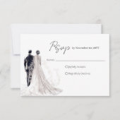 スクリプエレガントト伝統的結婚の 出欠カード (正面)