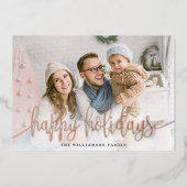 スクリプエレガントト全写真ハッピーホリデークリスマス 箔シーズンカード (正面)