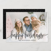 スクリプエレガントト全写真ハッピーホリデーズブラック シーズンカード (正面/裏面)