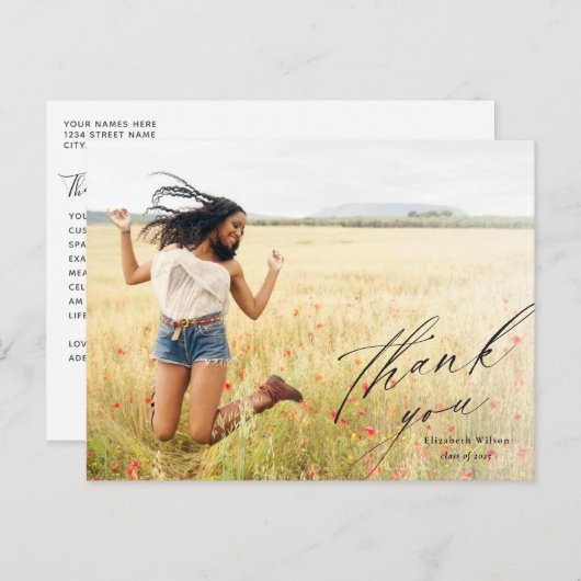 スクリプエレガントト全写真卒業ありがとう ポストカード (正面/裏面)