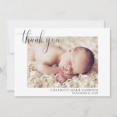 スクリプエレガントト写真ありがとうお誕生日おめでとう 招待状 (正面)