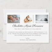 スクリプエレガントト写真ありがとうお誕生日おめでとう 招待状 (裏面)