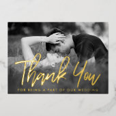 スクリプエレガントト写真ありがとうござ実在う 箔招待状 (正面)