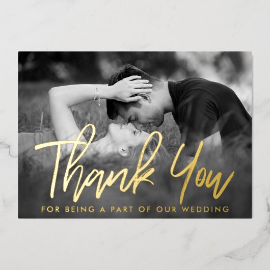 スクリプエレガントト写真ありがとうござ実在う 箔招待状 (正面)