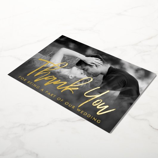 スクリプエレガントト写真ありがとうござ実在う 箔招待状 (回転した状態)