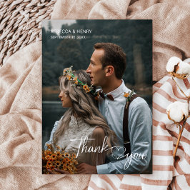 スクリプエレガントト写真のミニマルサンキューカード 招待状