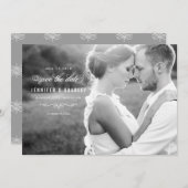 スクリプエレガントト写真の日付の保存 – 白 セーブザデート (正面/裏面)