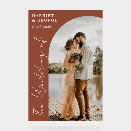 スクリプエレガントト写真の歓迎結婚のサイン アクリルサイン (正面)