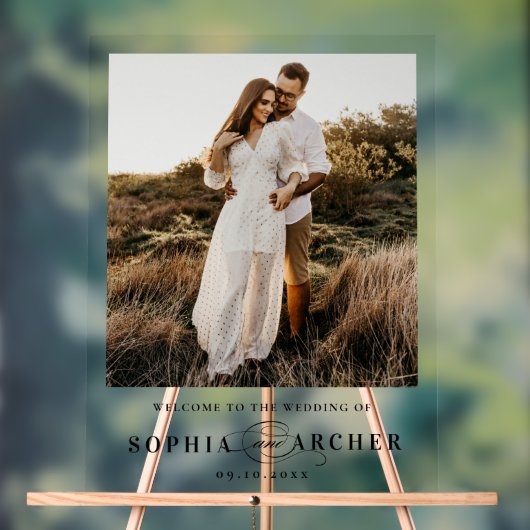 スクリプエレガントト写真の結婚ようこそ アクリルサイン (ニュートラル)