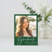 スクリプエレガントト写真の緑の卒業 案内ポストカード (スタンド正面)
