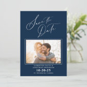 スクリプエレガントト写真の青い結婚式の日付を保存 セーブザデート (スタンド正面)