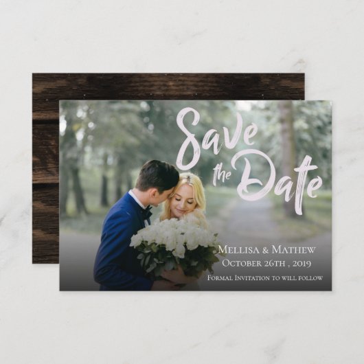 スクリプエレガントト写真ウェディング日付カードの保存 出欠カード (正面/裏面)