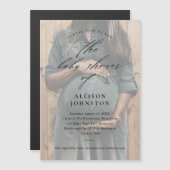 スクリプエレガントト写真オーバーレイ赤ちゃんシャワー マグネット招待状 (正面/裏面)