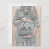 スクリプエレガントト写真オーバーレイ赤ちゃんシャワー 招待状 (正面)