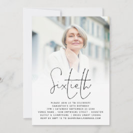 スクリプエレガントト写真オーバーレイ60誕生日 招待状