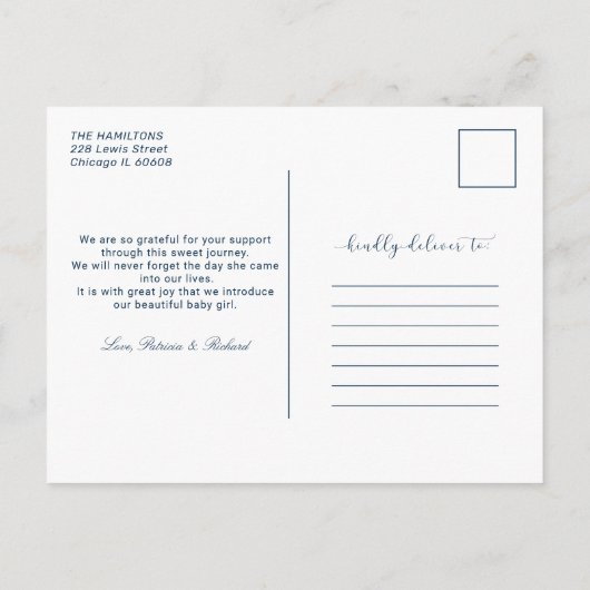 スクリプエレガントト写真クリスマス誕生発表 シーズンポストカード (裏面)