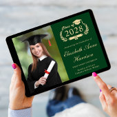 スクリプエレガントト写真グリーンカレッジ卒業 案内状