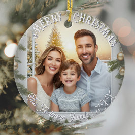 スクリプエレガントト写真スタイリッシュメリークリスマス セラミックオーナメント