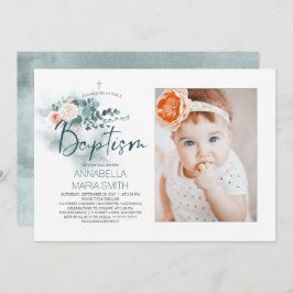 スクリプエレガントト写真バプテスマ招待状 招待状