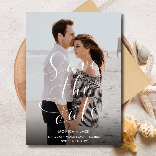 スクリプエレガントト写真フロリダビーチ結婚式 セーブザデート