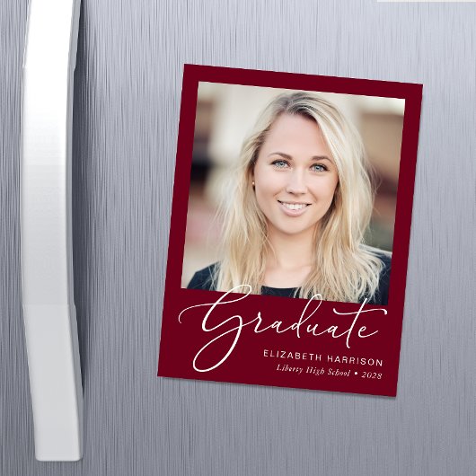スクリプエレガントト写真ブルゴーニュ卒業マグネット マグネット招待状
