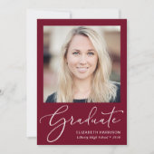 スクリプエレガントト写真ブルゴーニュ卒業 案内状 (正面)