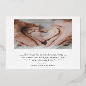 スクリプエレガントト写真ベビーシャワーサンキューカード 箔招待状 (裏面)