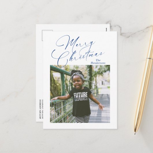 スクリプエレガントト写真メリークリスマス シーズンポストカード (正面/裏面インサイチュ)