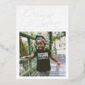 スクリプエレガントト写真メリークリスマス 箔シーズンカード (正面)