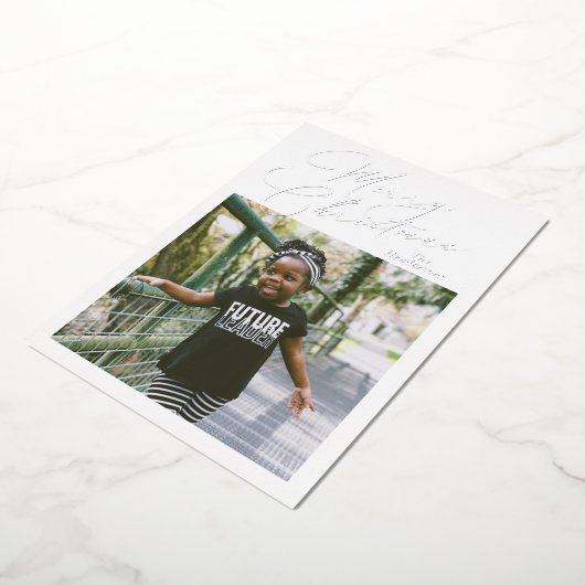 スクリプエレガントト写真メリークリスマス 箔シーズンカード (回転した状態)