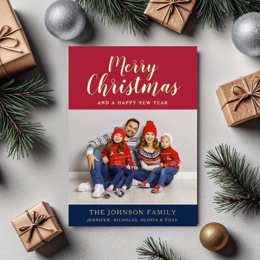 スクリプエレガントト写真メリークリスマス 箔シーズンカード