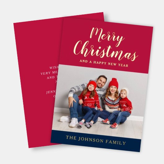 スクリプエレガントト写真メリークリスマス 箔シーズンカード