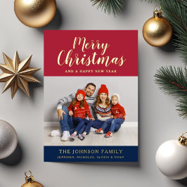 スクリプエレガントト写真メリークリスマス 箔シーズンカード