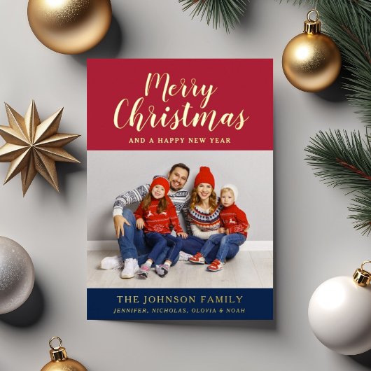 スクリプエレガントト写真メリークリスマス 箔シーズンカード