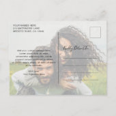 スクリプエレガントト写真モダンウェディング日付の保存 案内ポストカード (裏面)