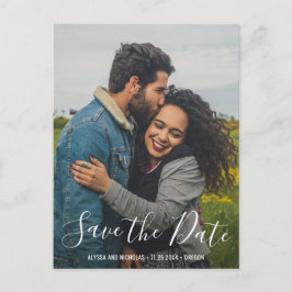 スクリプエレガントト写真モダンウェディング日付の保存 案内ポストカード