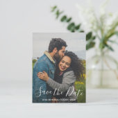 スクリプエレガントト写真モダンウェディング日付の保存 案内ポストカード (スタンド正面)