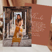 スクリプエレガントト写真卒業ありがとうオレンジ 招待状